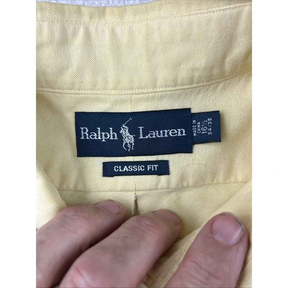 Polo Ralph Lauren Shirt Men's 16.5 34/35 Yardmouth Flesh Pony Yellow Button Down